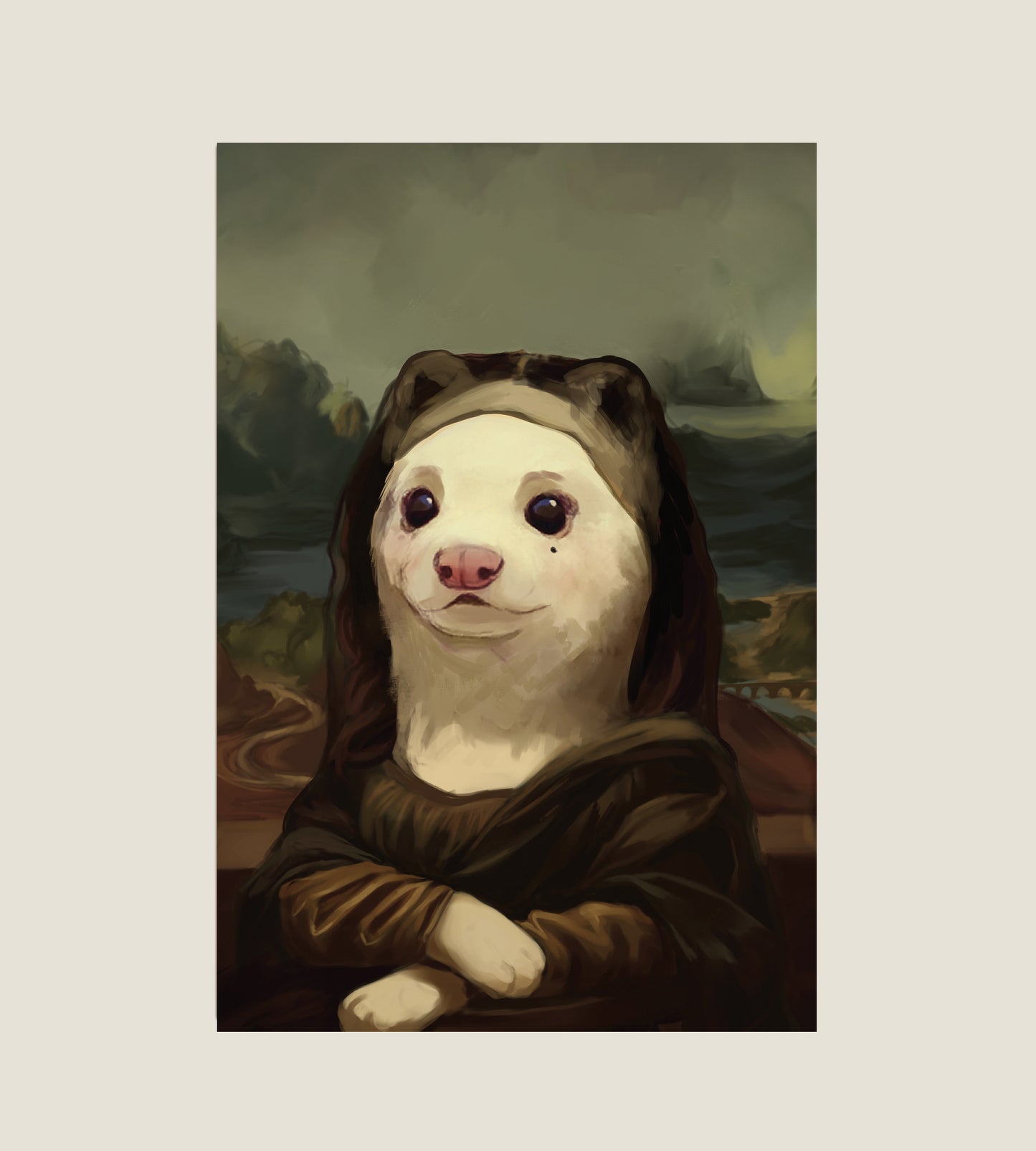 Mona Lisa & Pearl Earring Ferret Postcards