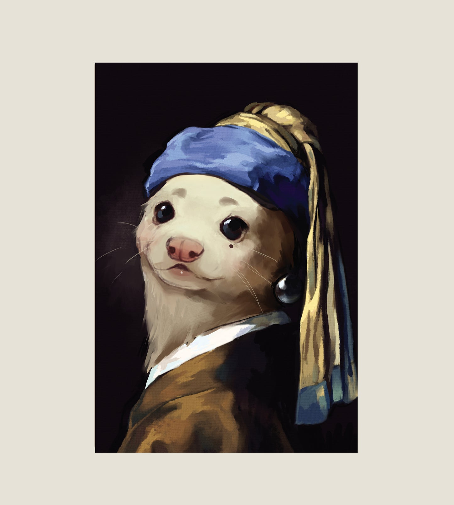 Mona Lisa & Pearl Earring Ferret Postcards