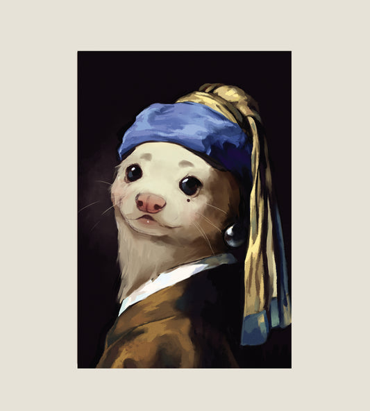 Mona Lisa & Pearl Earring Ferret  Postcards